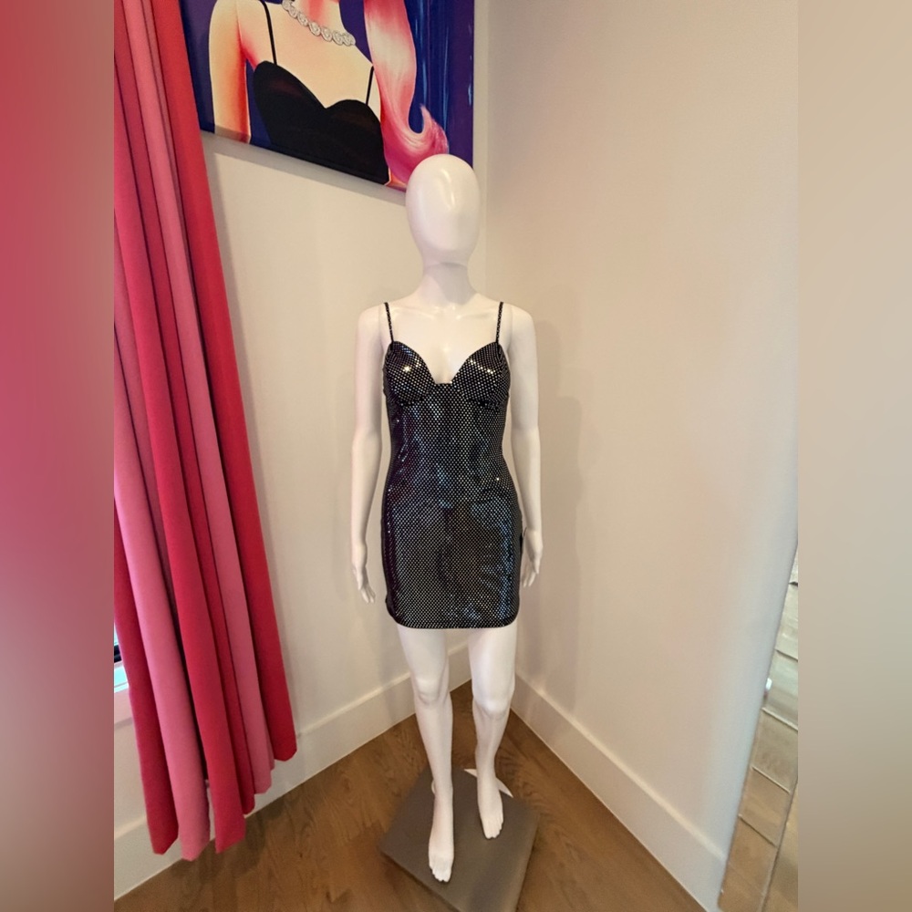 NWT Lulu’s Black Dotted Mesh Bodycon Mini Dress size XS - Picture 8 of 8